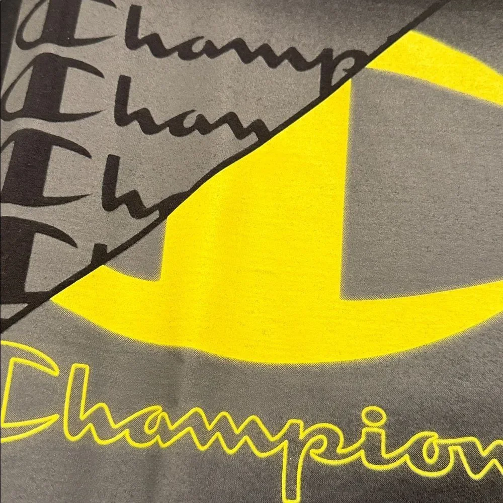 Champion Black Tee with Yellow and Blue Graphic - Picture 5 of 7